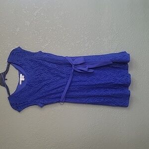 Blue lace dress with belt